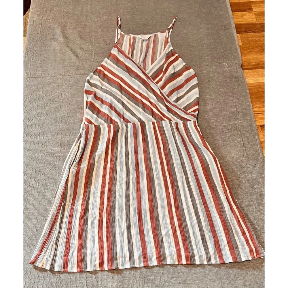 Market &‎ Spruce Striped Halter Neck Fit Flare Romper Women XL Rayon